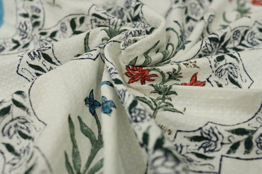 Blue Floral Bath Towel