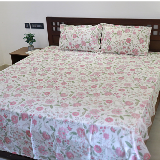 Pastel Pink & White Bedsheet